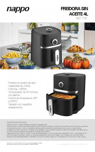 Fritadeira Air Fryer Nappo 4lt 1300w Cozinhe Com Saúde