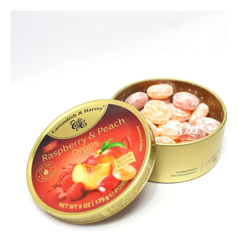Deliciosas Balas Framboesa E Pêssego Cavendish & Harvey 175g
